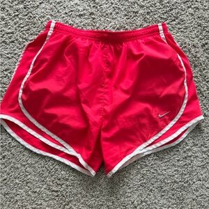 red Nike Women's Tempo 3" Running Shorts Small Lined White Stripe Dri-Fit